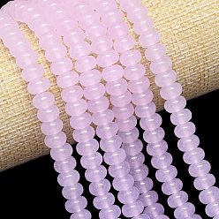 Pink Натуральный Malaysia нефритовые бусы пряди, окрашенная и подогревом, рондель, розовые, 8~8.5x4.5~5.5 мм, отверстие : 0.9~1 мм, около 74~76 шт / нитка, 15.08''~15.35'' (38.3~39 см)