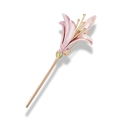 Pink Броши из сплава и эмали для женщин, цветок, розовые, 70x20 мм