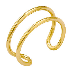 Золотой Кольца-манжеты из нержавеющей стали для женщин, двухслойные дизайнерские кольца, золотые, 8 мм, внутренний диаметр: 17 мм