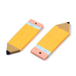 Золотистый Полимерной глины ручной работы подвески, форма карандаша, золотые, 35~37x11.5~12.5x2 мм, отверстие : 1.4 мм