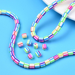 Colorful Handmade Polymer Clay Bead Strands, Column, Colorful, 6.5x6mm, Hole: 1.2mm, about 61pcs/strand, 15.75 inch(40cm)