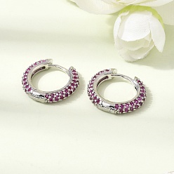 Camélia Micro cuivres ouvrent zircons boucles d'oreilles, sans plomb et sans cadmium, crémaillère plaquage, plaqué longue durée, platine, camélia, 17~17.5x3~3.5mm