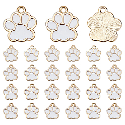 Белый 120 шт. Подвески из сплава эмали, без кадмия и без свинца, собака отпечатки лап, белые, 17.5x16x1.5 мм, отверстие : 2 мм