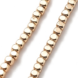 Светло-Золотое Покрытие Синтетических немагнитных гематит бисер нитей, кубические, свет позолоченные, 2.5~3x3x3 мм, отверстие : 1 мм, около 149 шт / нитка, 16.14'' (41 см)