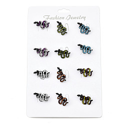 (52) Непрозрачная лаванда 12шт 6 цвета змея эмаль булавки, броши из сплава для одежды рюкзака, разноцветные, 25x14 мм, 2 шт / цвет