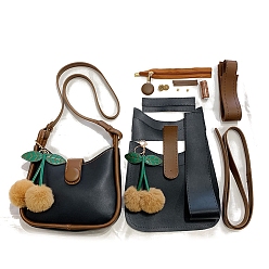 Черный Наборы сумок на плечо своими руками, включая материалы сумки из искусственной кожи, чёрные, 250x210x70 мм