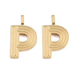 Letter P 304 подвески из нержавеющей стали, письмо амулеты, золотые, Письмо P, 15.2x9x2 мм, отверстие : 2.5x1 мм