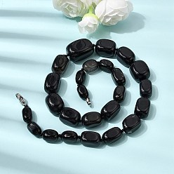 Черный Ожерелья из окрашенного натурального агата кубической формы, бусы разного размера, с застежками из сплава., платина, чёрные, 20.08 дюйм (51 см)