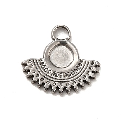 Stainless Steel Color Non-Tarnish 304 Stainless Steel Pendant Cabochon Settings, Fan, Stainless Steel Color, Tray: 5mm, 14.5x16x1.5mm, Hole: 2.6mm