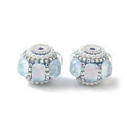 Светло-Синий Сверкающие акриловые стразы, с абс пластиковым перламутром и стеклом, для ручек с бусинами, брелки, ювелирные изделия и ремесла, серебряные, голубой, 20~23x16~17 мм, отверстие : 2~2.2 мм