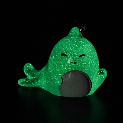 Светло-Голубой Светящиеся подвески смолы, маленькие светящиеся в темноте подвески в виде акулы с петлями из цинкового сплава с платиновым покрытием, Небесно-голубой, 21.5x30.5x4 мм, отверстие : 1.8 мм