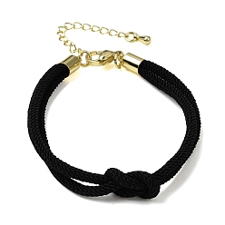 Black 3MM Round Nylon Braided Cord Bracelet Making, Knot, with Golden 202 Stainless Steel Lobster Clasp & Brass Finding, Black, 6.69x0.39 inch(17x1cm)