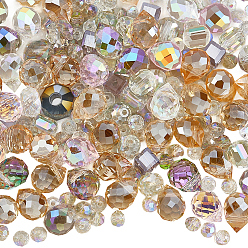 (52) Непрозрачная лаванда 114шт прозрачные гальванические стеклянные бусины, граненые, разнообразные, разноцветные, 5.5~8x5.5~8x4~6 мм, отверстие : 1.2~1.6 мм