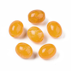 Orange Acrylic Beads, Imitation Gemstone Style, Barrel, Orange, 13x10mm, Hole: 2mm, about 550pcs/500g