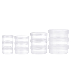 Clear Transparent Plastic Boxes,  Bead Storage Containers with Lid, Column, Clear, 5.4cm/8.95cm/10.4com/6.7com, about 12pcs/set