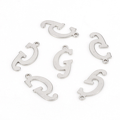 Letter G Не тускнеющие 201 подвески из нержавеющей стали, лазерная резка, буквы, цвет нержавеющей стали, letter.g: 18.5x8.5x1.2 мм, отверстие : 1 мм