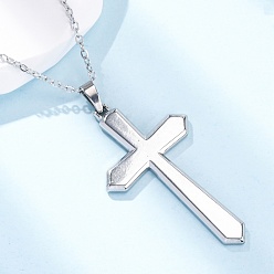 Нержавеющая Сталь Цвет Пересечь 304 ожерелья из нержавеющей стали кулон, цвет нержавеющей стали, 17.95 дюйм (45.6 см)
