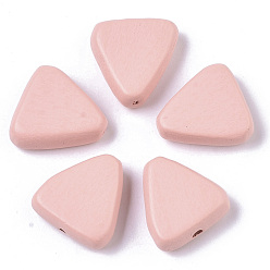 Pink Bemalte Naturholzperlen, Dreieck, rosa, 16x15~16x5.5 mm, Bohrung: 1.5 mm