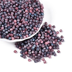 Индийский Красный Пикассо стеклянные бусины, круглое отверстие, двухконусные, граненые, Индийская красная, 4.5x3.5~4 мм, отверстие : 1~1.2 мм, Около 5625 шт / фунт