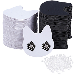 Mixed Color Cardboard Earring Display Cards, Rabbit Head, with Plastic Ear Nuts, Mixed Color, Card: 200pcs/set, Ear Nut: 400pcs/set