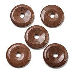 Goldstone Synthetic Goldstone Pendants, Donut/Pi Disc Charms, 50x6.5~7.5mm, Hole: 10mm