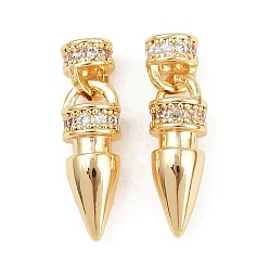 Настоящее золото 18K Латунные застежки, с четким кубического циркония, пуля, реальный 18 k позолоченный, 18 мм