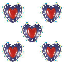 (52) Непрозрачная лаванда 5шт. расписные стеклянные бусины, бусины с неровностями, сердечко, с эмалью, два тона, разноцветные, 13.5~15x14~16.5x7.5~10 мм, отверстие : 1.2 мм