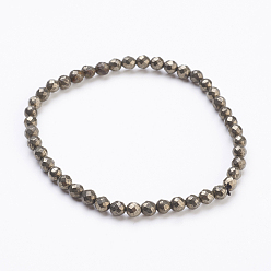 Pyrit Perlenarmbänder aus natürlichem Pyrit, Mit Sackleinen Beuteltaschen, 2-1/8 Zoll (54 mm)