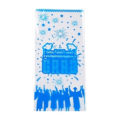 Andere Opp plastikaufbewahrungsbeutel, Abschlussthema, für Süßigkeiten, Kekse, Geschenkverpackung, Verdeck blau, Rechteck, Abschluss Thema Muster, 27x13x0.01 cm, 50pc / bag