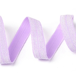 Flieder Gold und Silber funkeln elastisches seitliches Nylonband, Gewebekleidungsnähzubehör, Flieder, 5/8 Zoll (15 mm), etwa 50yards / Rolle (45.72 m / Rolle)