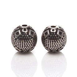 Antique Silver 304 Stainless Steel Beads, Round, Antique Silver, 9mm, Hole: 1.6mm