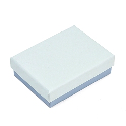 Лазурный Бумажные коробки для демонстрации ювелирных изделий, футляры для хранения колец, серег, ожерелий, браслетов, с губкой внутри, прямоугольные, лазурный, 9.3x7.15x2.8 см