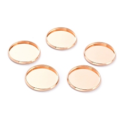 Розовое Золото 304 Настройки нержавеющей стали кабошон, чашки безель с краями, плоско-круглые, розовое золото , 20x2 мм лоток: 18 мм