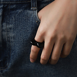 Черный 3d сердце цинковый сплав эмалированные кольца для пальцев, золотые, чёрные, внутренний диаметр: 18 мм