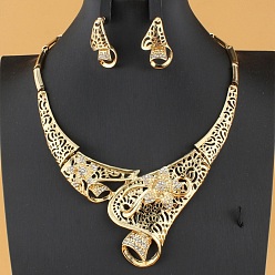 Золотой Комплекты ожерелий и серег из сплава со стразами для женщин, золотые, 15.75 дюйм (40 см)