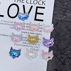 (52) Непрозрачная лаванда Светящиеся кабошоны из прозрачной смолы, маска в форме лисы, с блеском порошок, светится в темноте, разноцветные, 25x26x8 мм