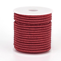 FireBrick Polyester Metallic Cord, with Iron Chains Inside, FireBrick, 4x3.5~4mm, about 18yards/roll