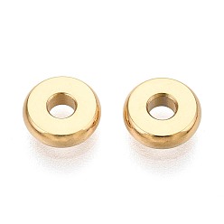Настоящее золото 14K 304 из нержавеющей стали разделительные бусины, диск, реальный 14 k позолоченный, 6x1.8 мм, отверстие : 2 мм