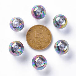Lavender Transparent Acrylic Beads, AB Color Plated, Round, Lavender, 12x11mm, Hole: 2.5mm, about 566pcs/500g