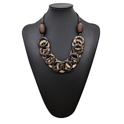 Верблюжий Кокосовые кольца и деревянные ожерелья-нагрудники для женщин, с эластичным вощеным шнуром, верблюжие, 23.62~24.8 дюйм (60~63 см)