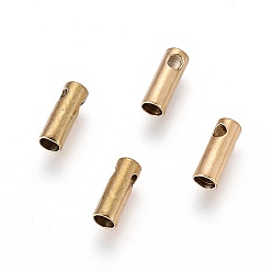Золотой Ионное покрытие (ip) 304 концы шнура из нержавеющей стали, Торцевые крышки, колонка, золотые, 7.5x2.6 мм, отверстие : 1.2 мм, внутренний диаметр: 2 мм