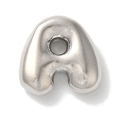 Letter A Brass Pendants, Long-Lasting Plated, Platinum, Letter A, 10x10x3.5mm, Hole:1.4mm