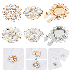 Золотой & Серебряный 4шт. запонки из сплава со стразами, с пластиковой имитационной жемчужиной, золотой и серебряный, 28 мм