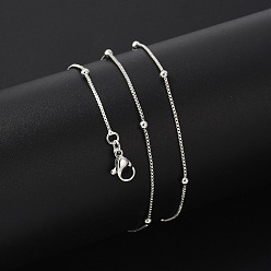 Платина Латунные спутниковые цепочки ожерелья для женщин, 304 из нержавеющей стали застежкой омар, стойки покрытие, без свинца и без кадмия, долговечный, платина, 17.52 дюйм (44.5 см)