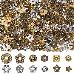 (52) Непрозрачная лаванда 360шт 12 стили колпачки из сплава в тибетском стиле, цветок, разноцветные, 6~11.5x6~11x2~3 мм, отверстие : 1~2 мм, 30 шт / стиль