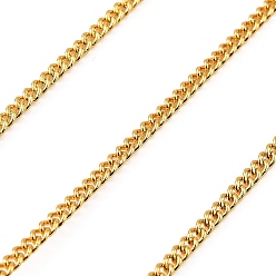 Настоящее золото 18K Латунь бордюр цепи, без кадмия, без никеля и без свинца, пайки, с карточной бумагой, реальный 18 k позолоченный, 3x2x1 мм, около 3.28 футов (1 м)/шт.