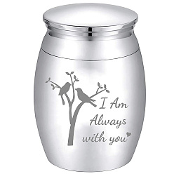Bird Alloy Cremation Urn Kit, with Disposable Flatware Spoons, Silver Polishing Cloth, Velvet Packing Pouches, Bird Pattern, 40.5x30mm, 1pc