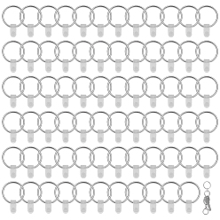 Платина 120 железные разрезные брелоки для ключей, с пластиковыми застежками, платина, 25x2.5 мм