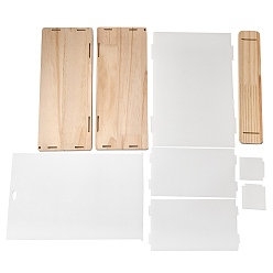 BurlyWood Acrylic Display Frame, Doll Display Box, with Wood, Rectangle, BurlyWood, 12x32x22.4cm, 2-Layer