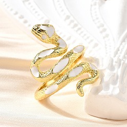 Настоящее золото 18K Латунные кольца-манжеты для женщин, стойки покрытие, с эмалью, долговечный, без свинца и без кадмия, змея, реальный 18 k позолоченный, размер США 8 3/4 (18.7 мм)